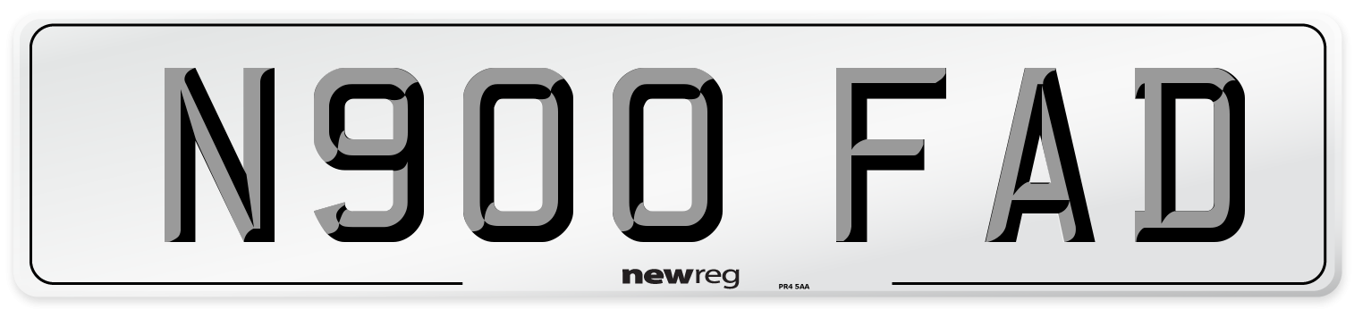 N900 FAD Number Plate from New Reg
